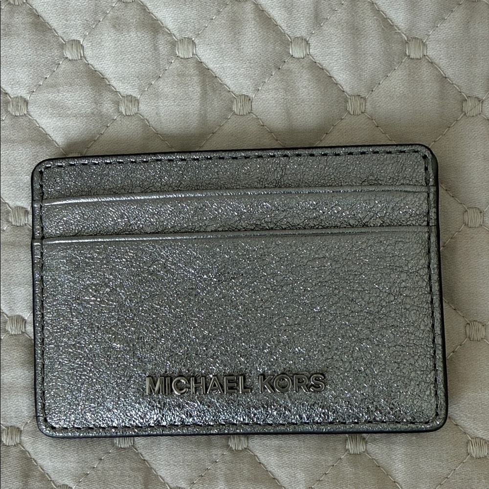 Michael Kors Metallic Gray Card Holder